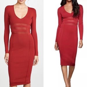 Good American The Low Down Knit Midi Bodycon cutout Dress. Red, size Large/ 3.